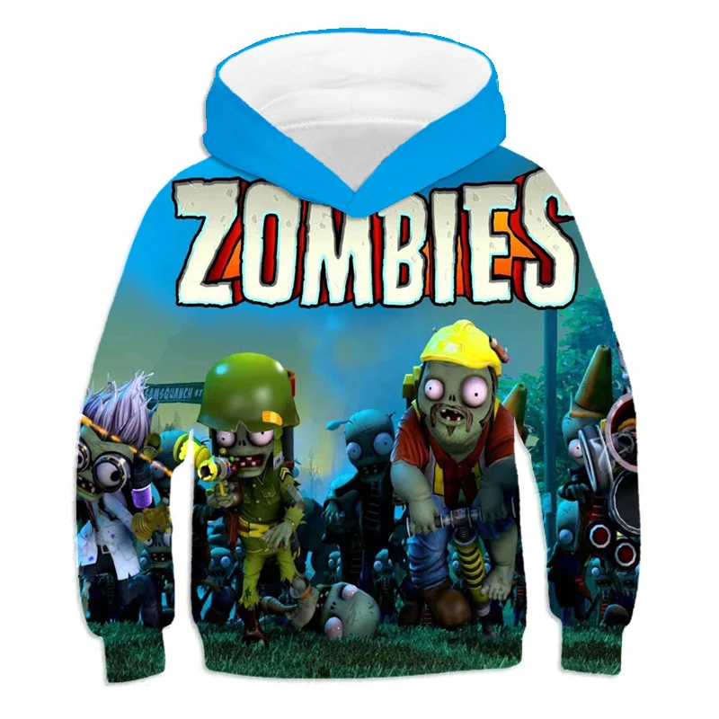 

Children's long sleeve cartoon design cute fresh 3D printing plants vs. zombie hoodies for boys and girls
