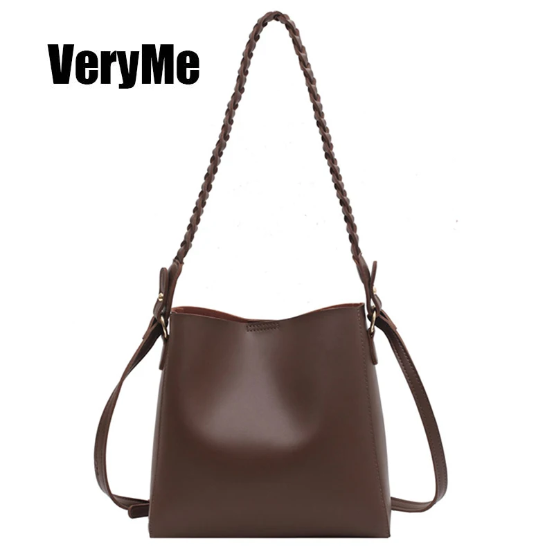 

VeryMe Retro Leather Messenger Women Bag Large Capacity Bucket Lady Pack Popular Simple Composite Bags 2020 Soft Torebki Damskie