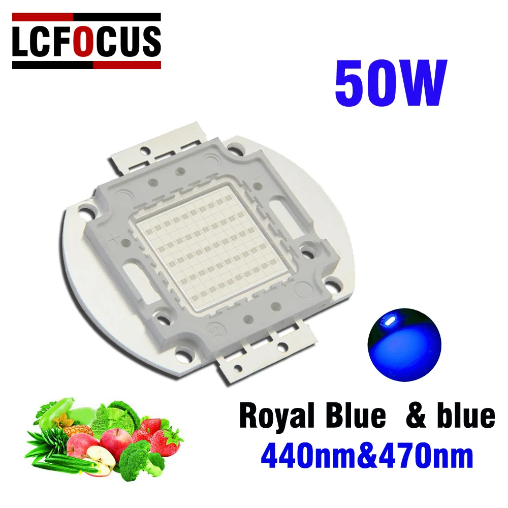 Высокая мощность рост светодиодный чип 50 Вт Королевского синего 440nm 470nm COB DIY 100 200