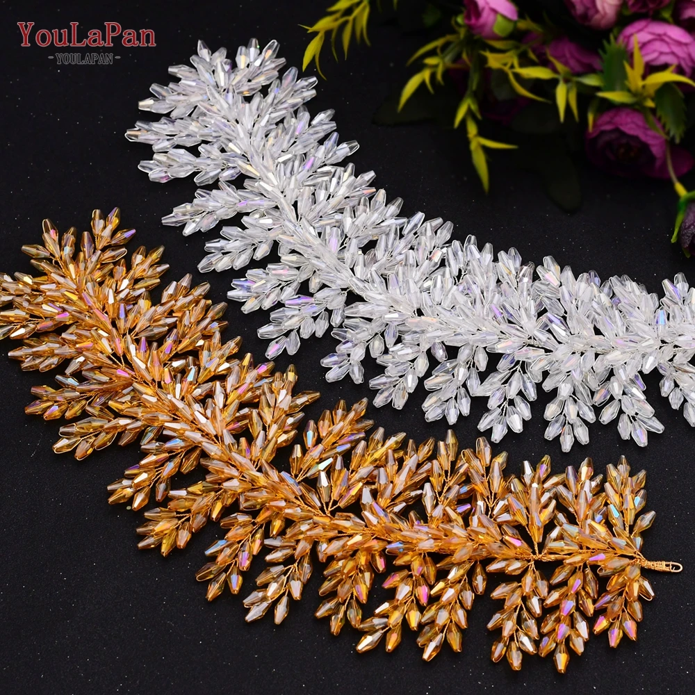 

YouLaPan HP371 Luxurious Crystal Headband for Bridal Wedding Ornament Women Hair Jewelry Set Handmade Wedding Hair Accessories