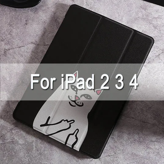cat for ipad 234 Чехол-подставка из искусственной кожи с рисунком звезды для Apple ipad mini 12345 air1 2, автоматический режим сна и пробуждения, чехол для ipad 234, ipad - Цвет: cat for ipad 234