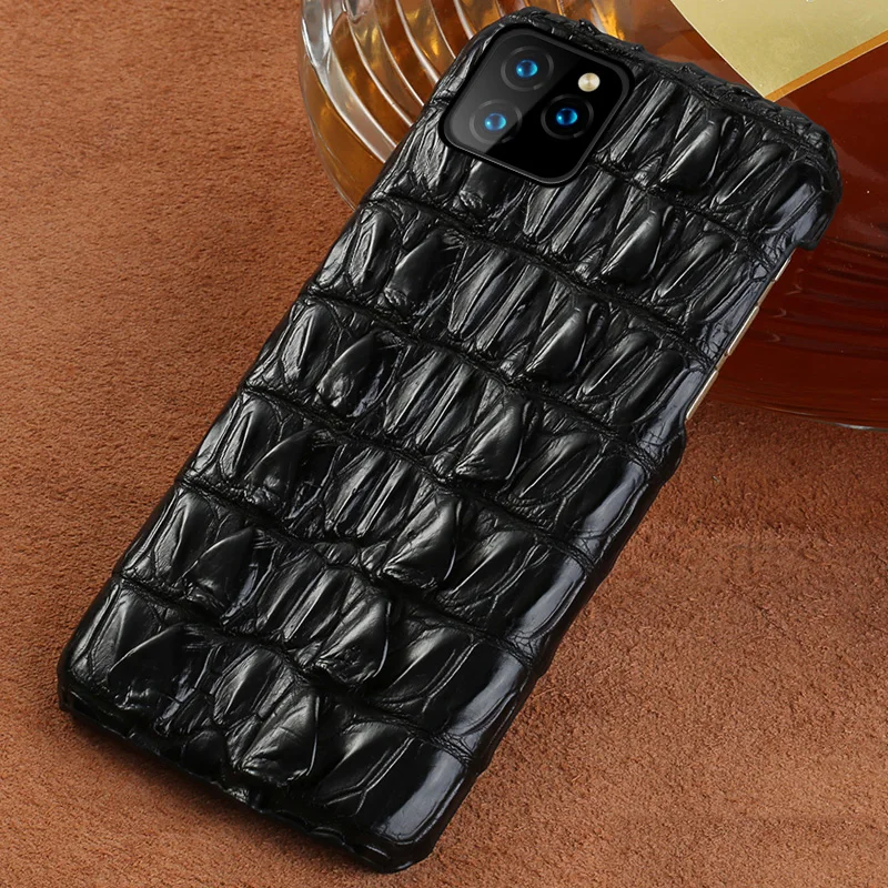 100% Genuine Crocodile Leather Case For iPhone 13 12 Pro Max Mini 11 X XS 8 Luxury 3D Real Alligator Skin Skull Tail Back Cover