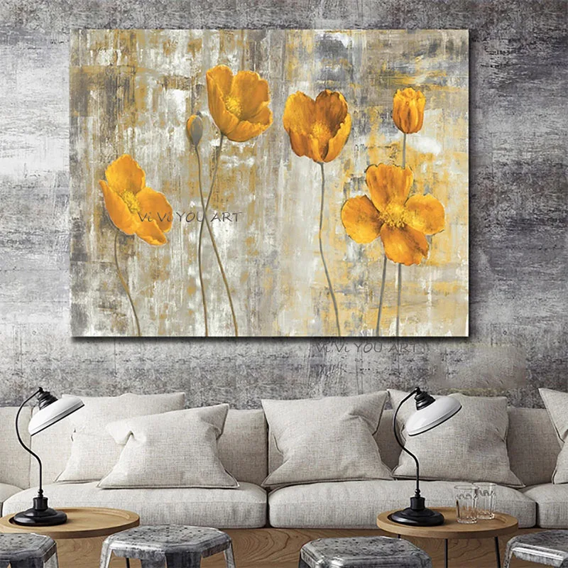 

Pure Hand Painted Oil Decorative Entrance Hallway Corridor Gold Floral Nordic Landscape Light Luxury Minimalist Mural Living