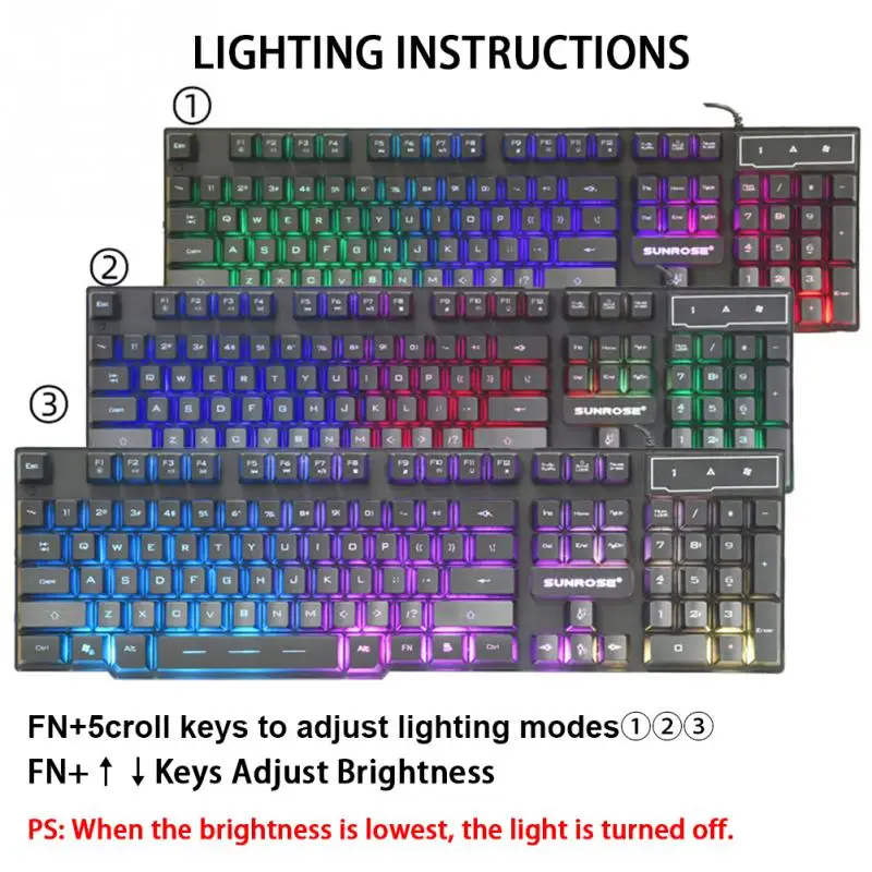 Проводная Механическая клавиатура мышь комбинированный USB светодиодный с
