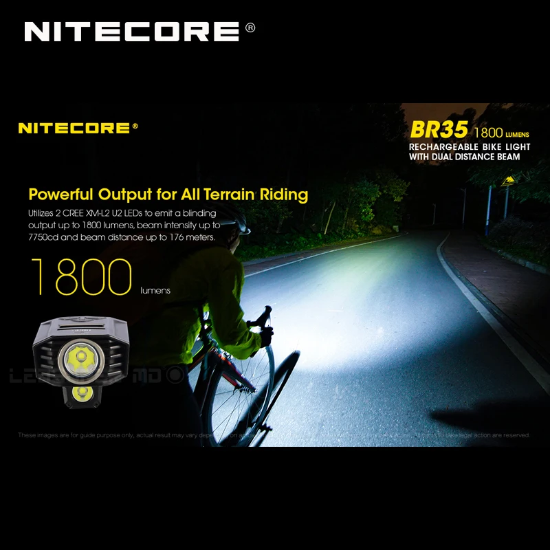 1800 люмен Nitecore BR35 CREE XM L2 U2 светодиодный Перезаряжаемый велосипед/велосипед