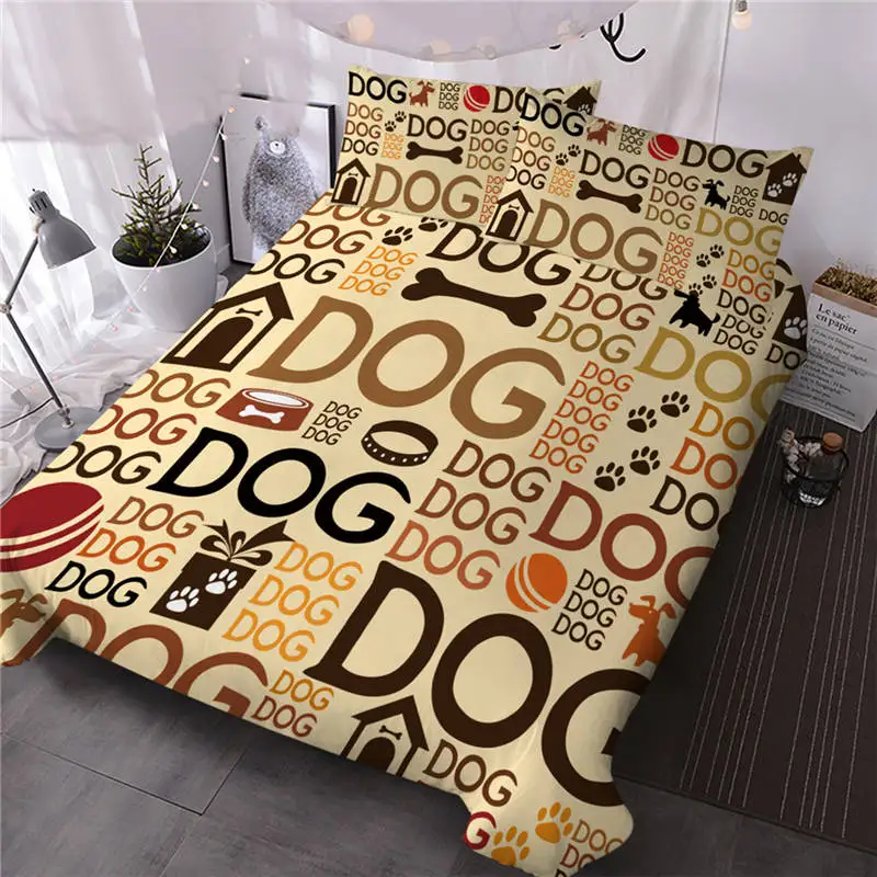 Brown BlessLiving Kids Duvet Cover Rainbow Paw Bed Set 3 Pieces Cute Puppy Dogs Bedding Set for Teens Colorful Bedspreads King Posciel - Цвет: Brown