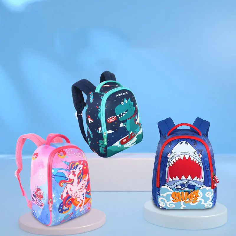 3D Cartoon Dinosaur Unicorn School Bags Kids Neoprene Backpacks Anti-lost Toddler Bags for Girls Boys Mochila Infantil Escolares