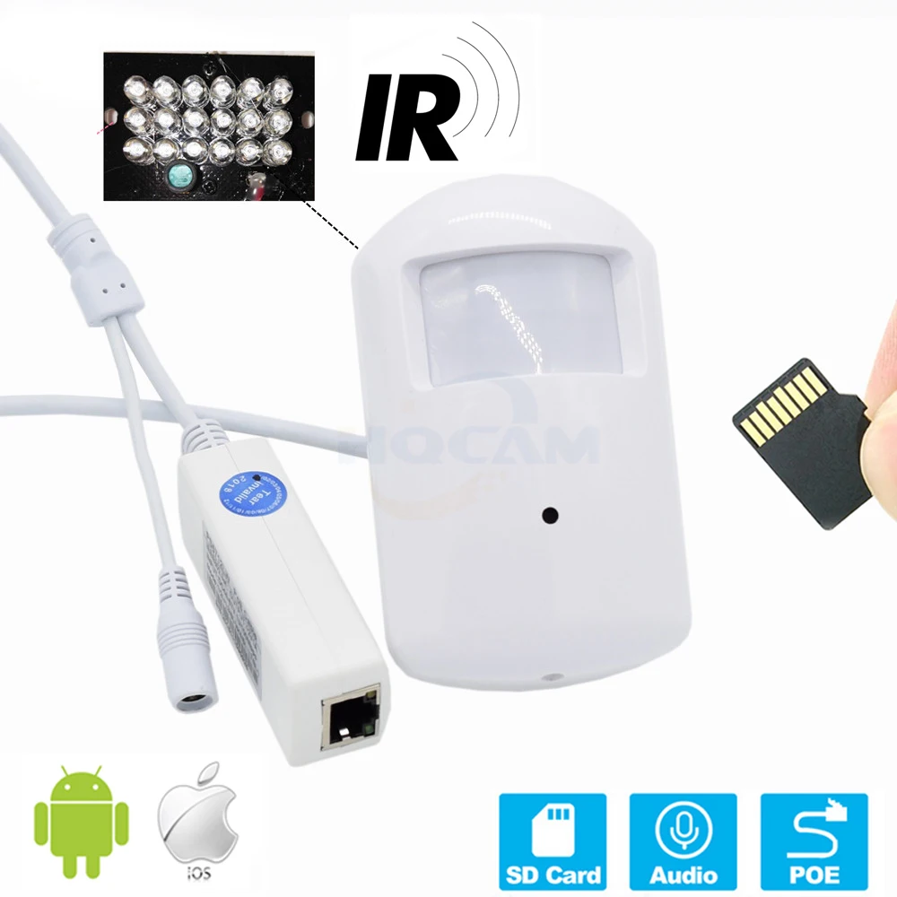 TF слот POE 5MP 720P 960P 1080 IMX335 PIR Стиль Крытый Onvif Мини IP Камера безопасности Невидимый