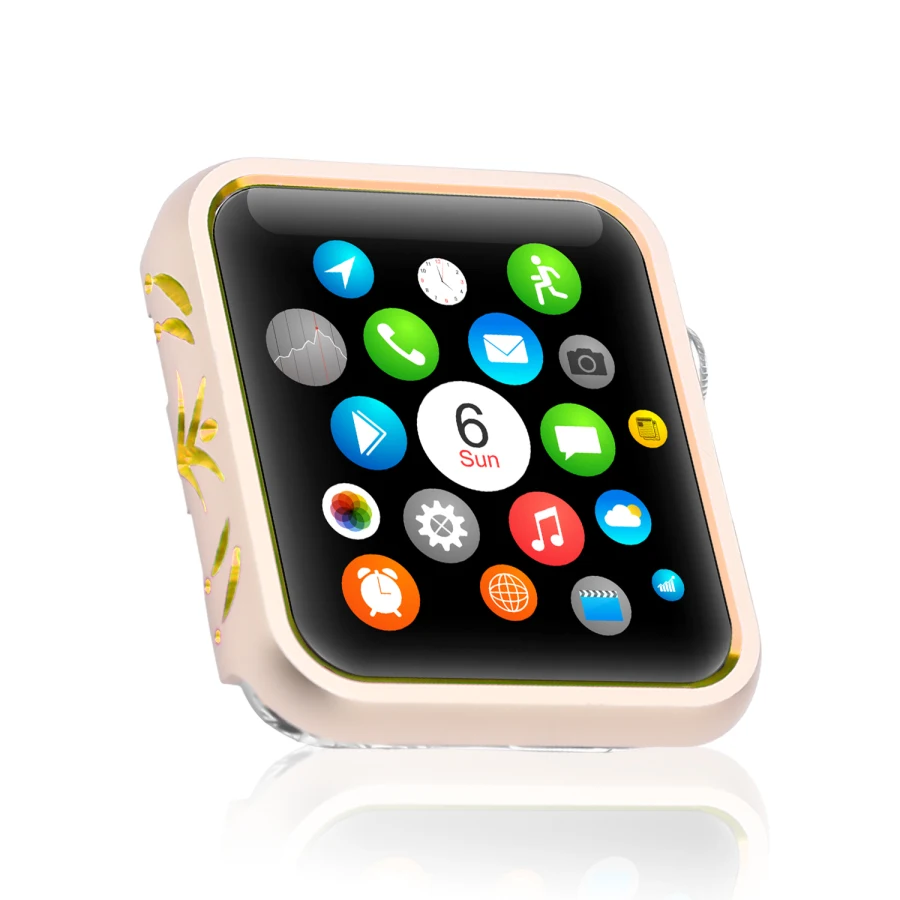 Двухцветная алюминиевая оправа из металлического сплава чехол для Apple Watch крышка полная защита серии 1 2 3 42 мм 38 мм идеально подходит бампер - Цвет: Золото