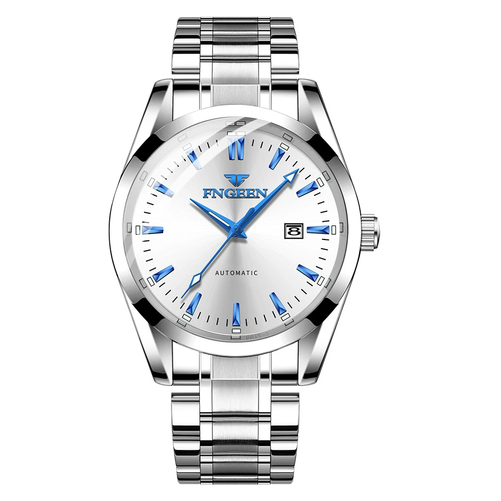 

Men's Watch 2020 Fngeen Brand New Model Steel Waterproof Self Wind Automatic Date Clock Skeleton Tourbillon Mechanical Watch Men