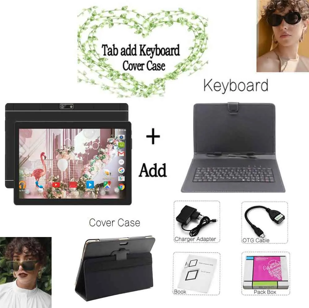 Holster Keyboard BDF Быстрая Android 7,0 планшетный ПК Tab Pad 10 дюймов ips 8 Core 4 ГБ/64 Гб Две sim-карты 4G LTE телефонный звонок 10," фаблет - Комплект: Holster Keyboard