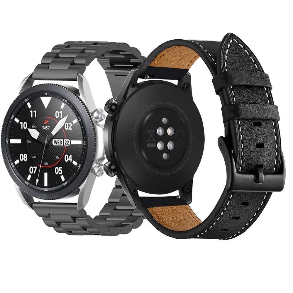 

Genuine Leather Band For Samsung Galaxy Watch 3 45mm 41mm Stainless Steel watch Strap For Galaxy Watch Active 42mm 46mm
