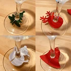 10 шт. рождественские фетровые бокалы для вина кольцо открытка для рождественского стола украшение на Рождество новогодние праздники рождество