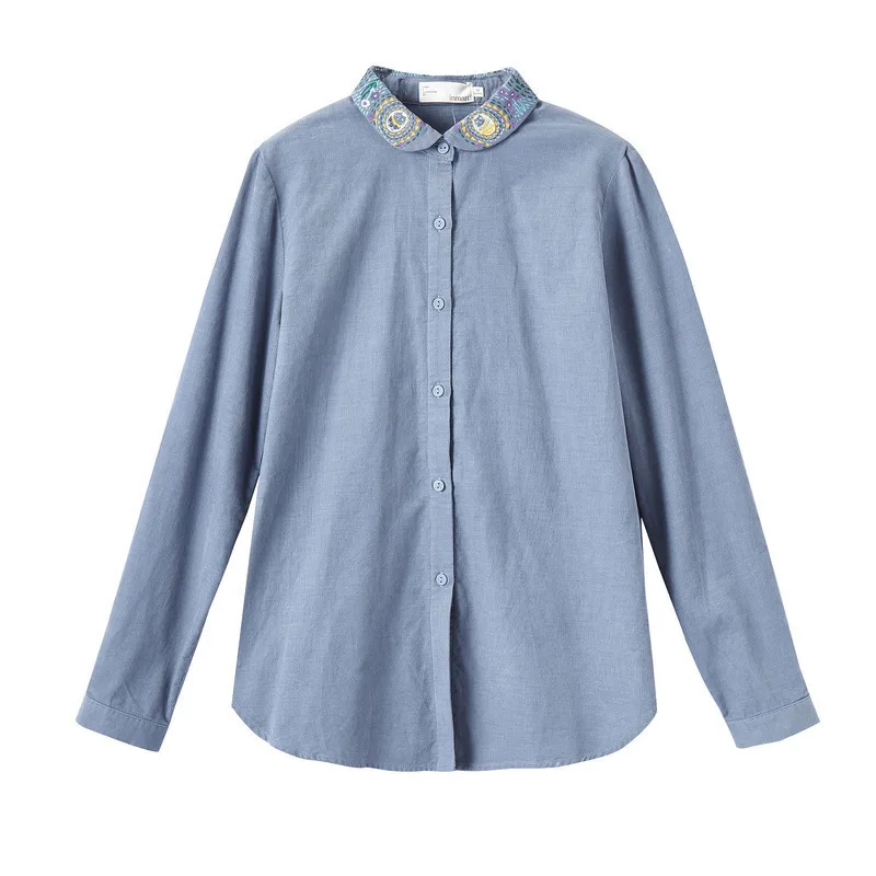 INMAN 2019 Зима Новое поступление 100% хлопок шнуровка вышивка отложной воротник