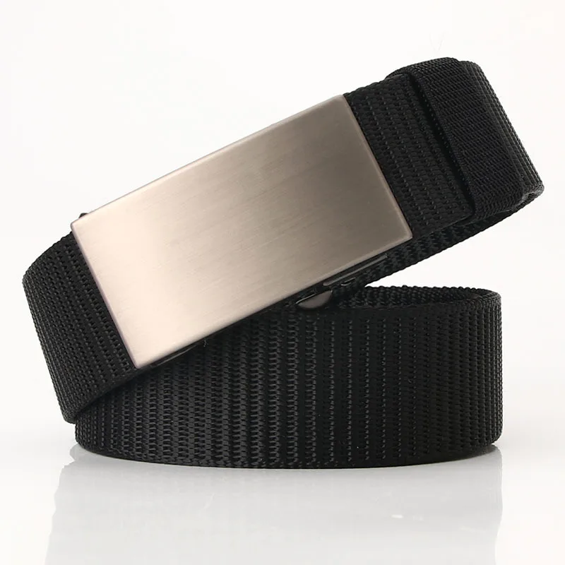 

2021 New Style Men's Business Casual Belt with Automatic Buckle Nylon Canvas Outdoor Casual Breathable Belt Support Wholesale