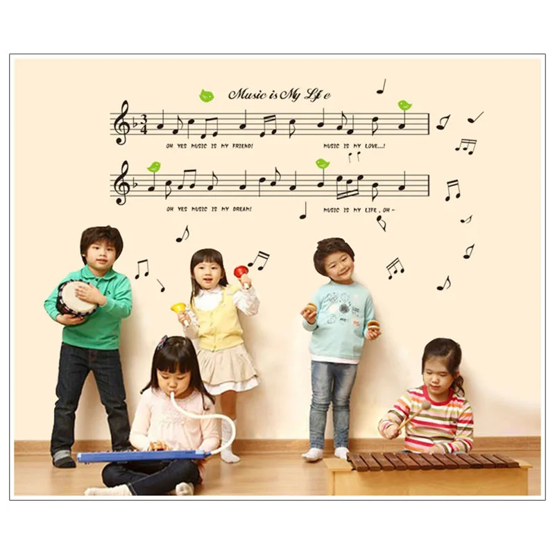 

Creative musical notation wall stickerds for Kids Room home decor living room bedroom decoration nursery PVC Furniture Stickers