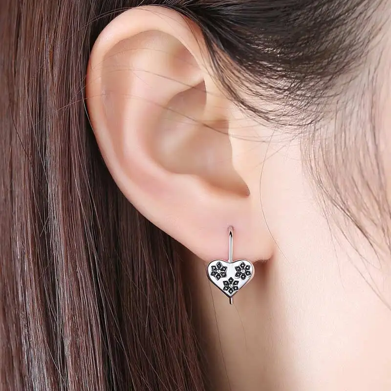 Женские серьги гвоздики TONGZHE в форме сердца из стерлингового серебра 925 пробы