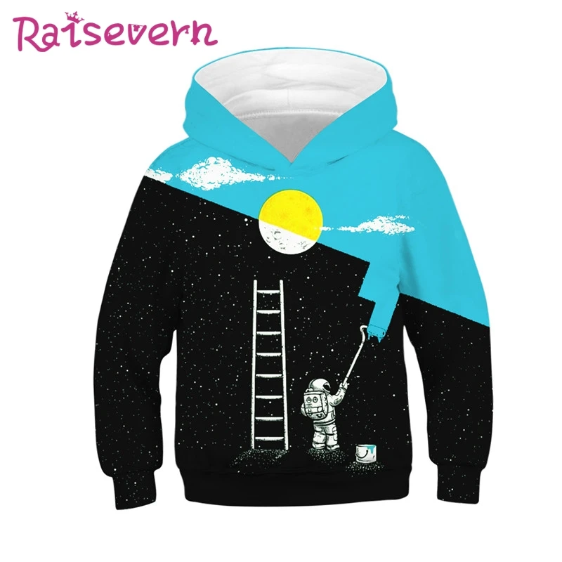 RAISEVERN космическую тематику 3D принт детские толстовки с капюшоном унисекс Детская