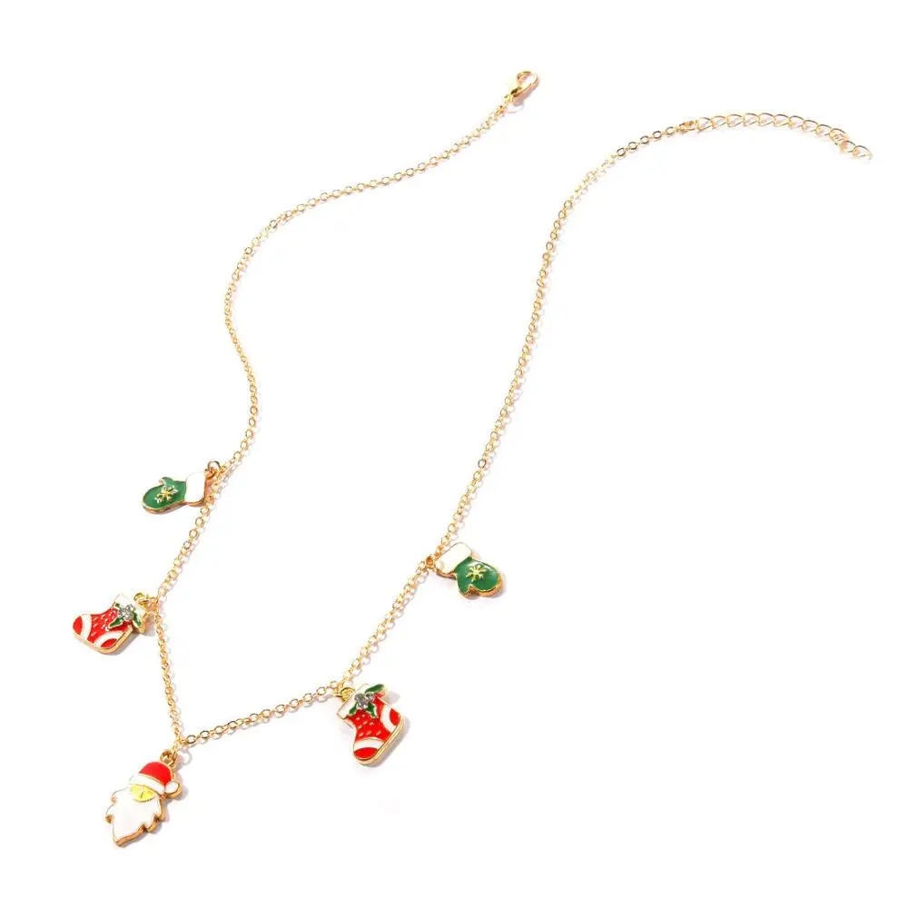 1 шт. золотые Рождественские Подвески с подвеской ожерелье носки Санта Клауса