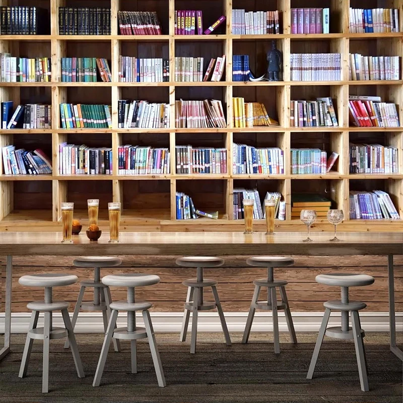 Самоклеящиеся обои на заказ 3D книжная полка фон для книжного шкафа Настенная