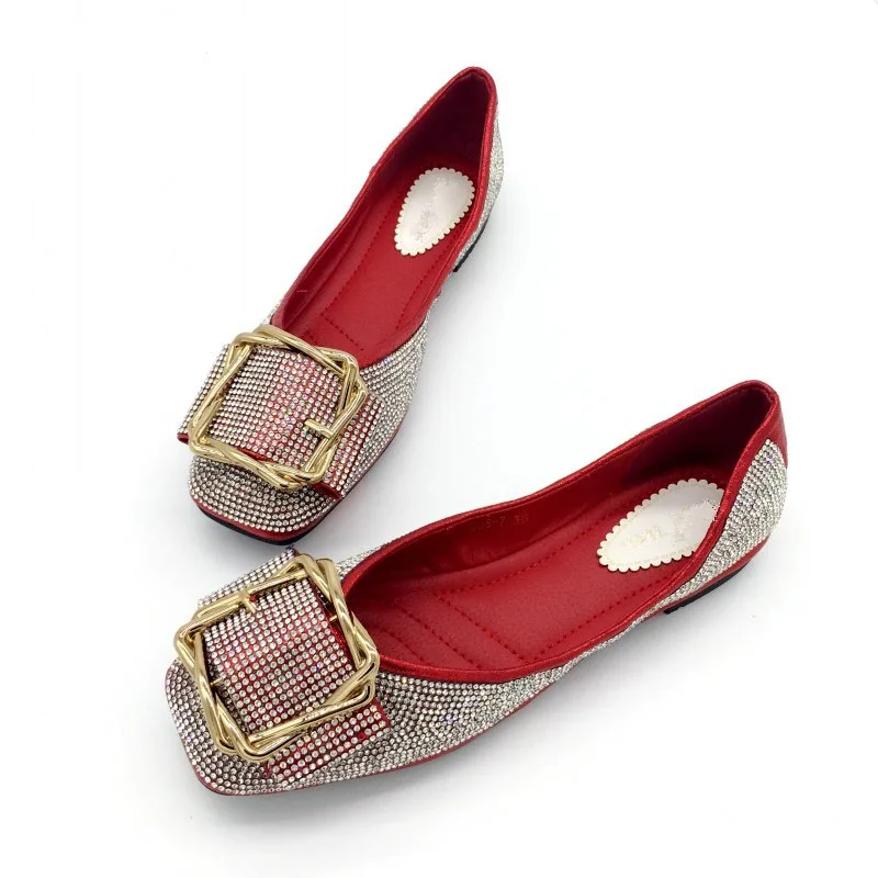 Женские балетки на плоской подошве Сезон весна-осень тонкие туфли без шнуровки с