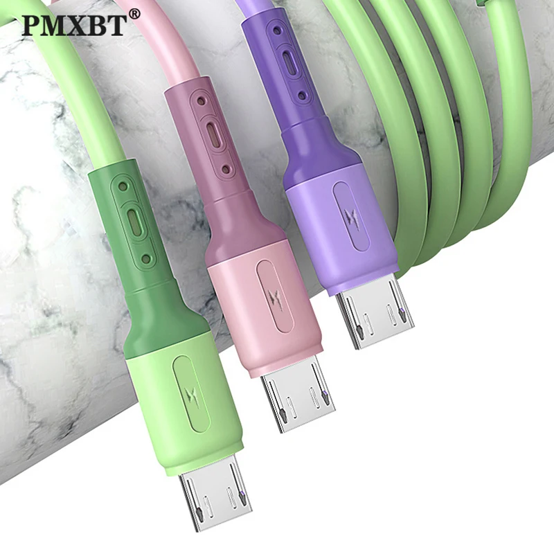 Micro USB кабель для передачи данных жидкий мягкий силиконовый Быстрая зарядка Samsung Xiaomi Lenovo Android мобильный