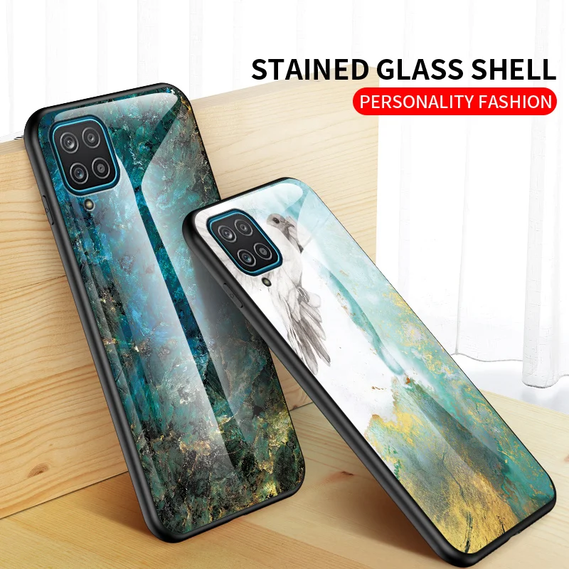 

Marble Luxury Tempered Glass Phone Case TPU Protective Hard Cover for Samsung Note 8 9 10 Lite 20 20 Ultra J2 J3 J4 J5 J6 J7 J8