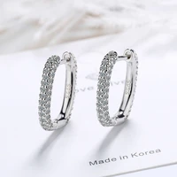 luxury fashion big geometric shape hoop earrings micro inlaid cz zircon jewelry black gold silver color earrings for women gift