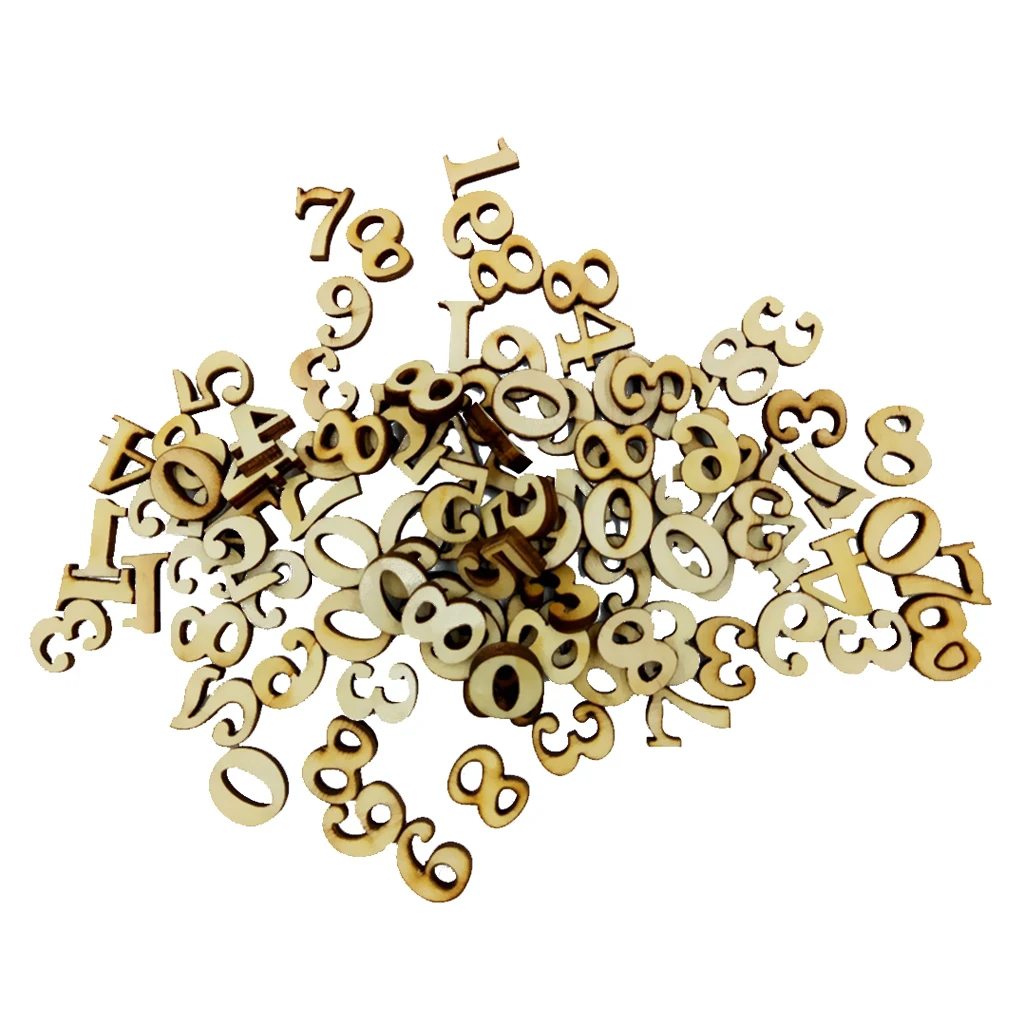 

100 Pieces of Wood 0-9 Wooden Numbers Wooden Numbers Assortment of Numbers for Handicrafts, Painting for Art