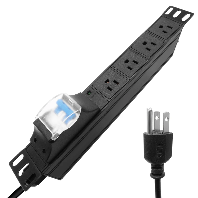 Металлическая сетевая стойка для удлинителя, настенная розетка с выключателем, 16 А, 4 розетки США, удлинитель 2 м/6,5 футов