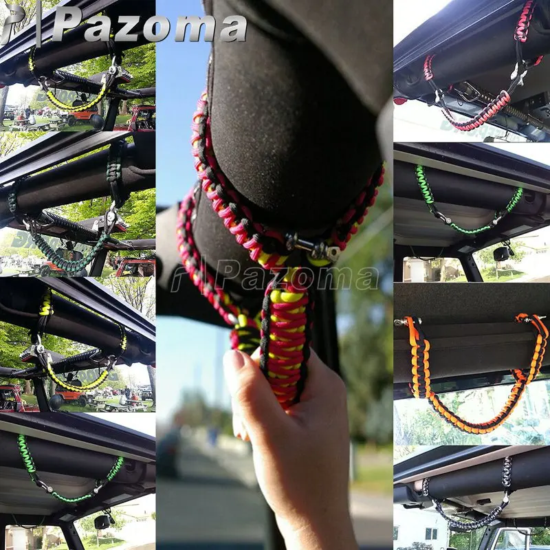 5 цветов Rollbar Paracord захватные ручки с d-образными скобами для Jeep Wrangler TJ CJ JK LJ 2 двери 4