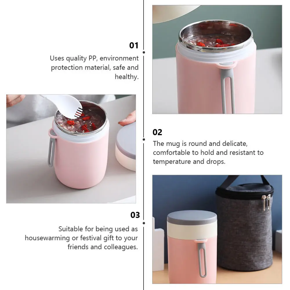 

1PC 450ml Thermal Insulation Breakfast Cup Sealed Stainless Steel Soup Cup
