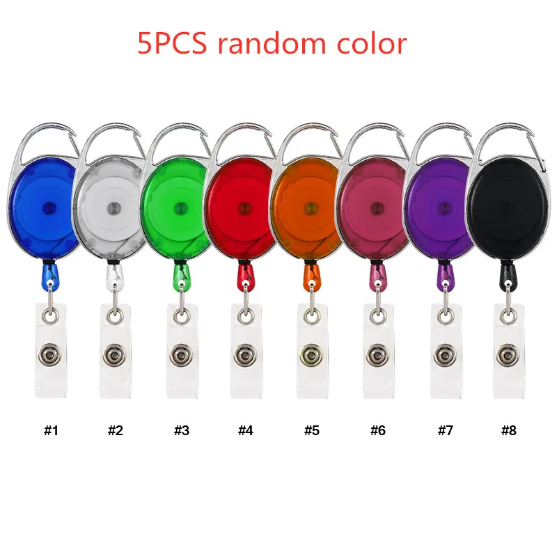 5pcs random color Выдвижной язычок для ID имени, бейджи, бейджи, держатели, бирка, клипса, брелоки, держатель для карт, ремень, держатель для ключей, офисные принадлежности - Цвет: 5pcs random color