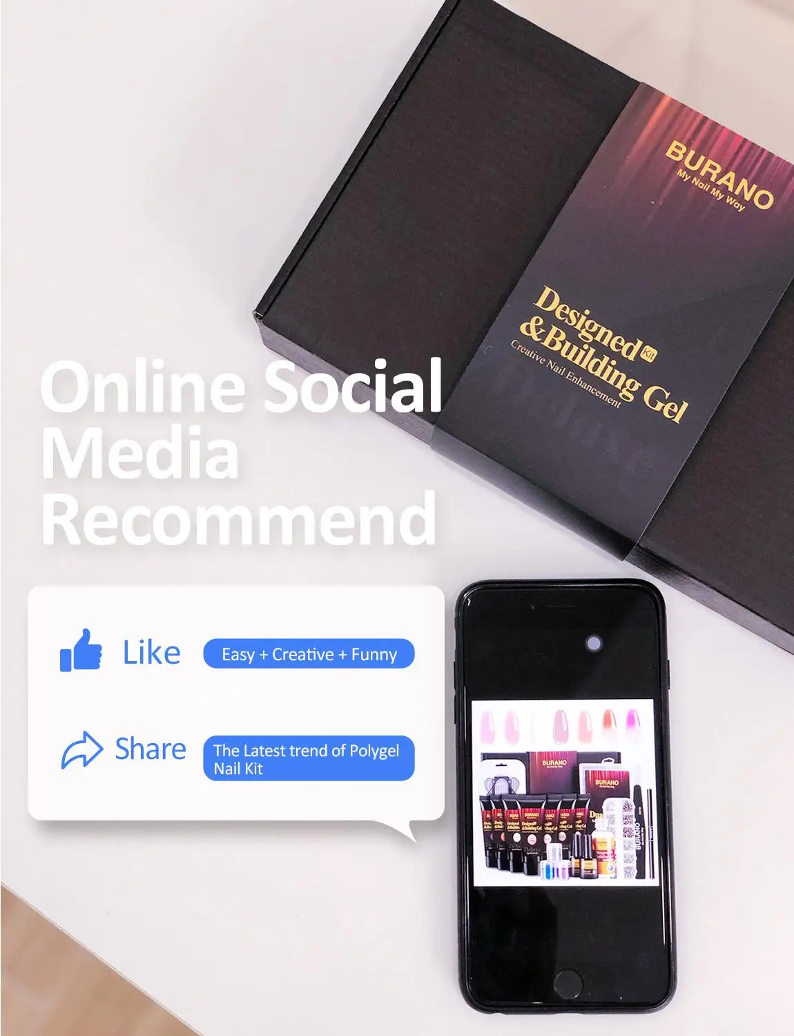 Бурано Делюкс поли гель для ногтей стартовый набор температуры изменение цвета