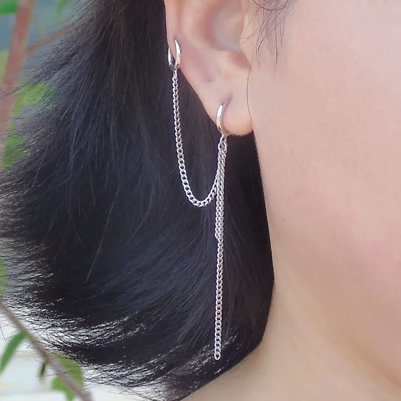 Серьги из стерлингового серебра 925 пробы, дизайн, цепочка, звезда, конический треугольник, двойной прокол, серьги, тренд кости, для мальчиков и девочек, еврей