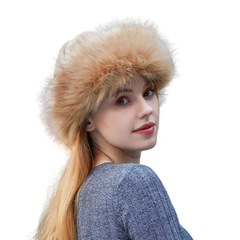 

Зимняя шапка из искусственного лисьего меха плюс бархатная плотная теплая Панама шапка для защиты от холода мужская шапка женская шапка Бы...