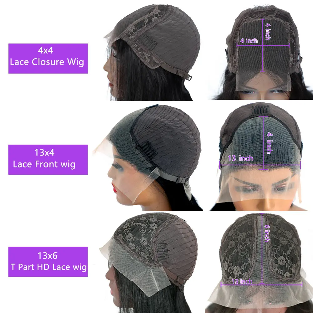 HD Transparent Lace Frontal Wig Kinky Straight Wigs 13x4 Lace Front Wigs For Black Women Remy 150% Peruvian Yaki Human Hair Wigs