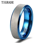 Мужское кольцо TIGRADE, кольцо из карбида вольфрама синего и серебряного цвета, матовое кольцо 6 мм для свадьбы, помолвки, мужской t-образный ремешок, унисекс, кольца для вечеринки
