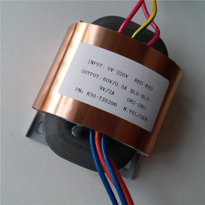 60V 0.3A 9V 2A R сердечник трансформатора 36VA R30 изготовленный на заказ трансформатор 220V медный щит выход для предварительного декодера усилителя мощности