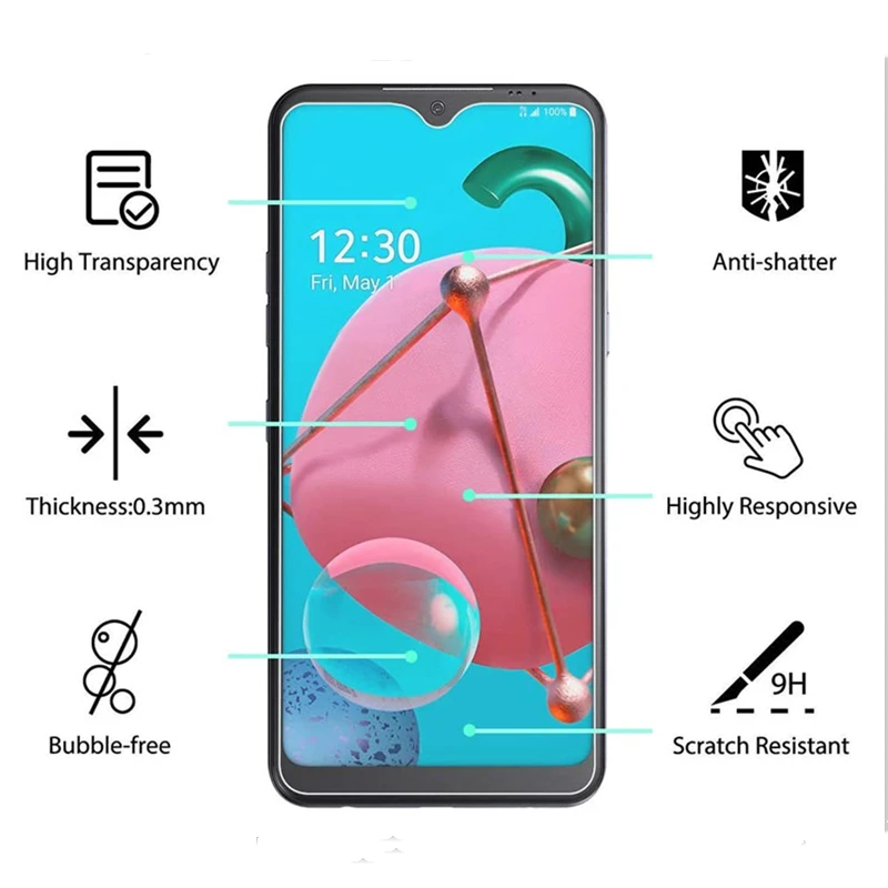Vidrio templado para LG K51S, Protector HD transparente, resistente a los ara&ntilde;azos, sin burbujas, antihuellas, dureza 9H, 2 unidades-4