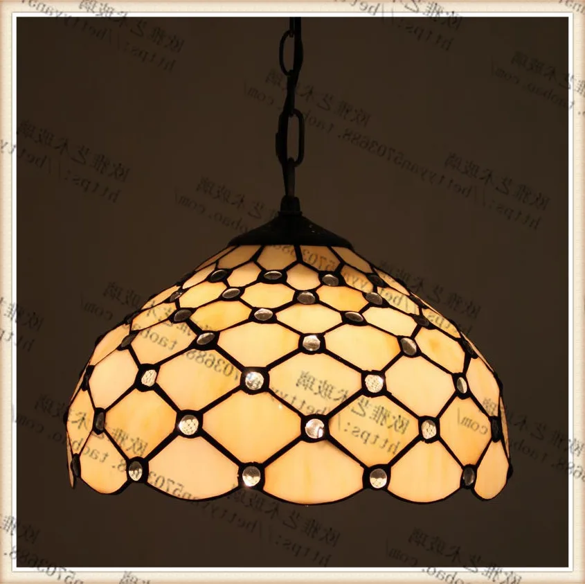 

Tiffany Stained Glass Blue Ceiling Glass Lamps Mediterranean Style 20/30/40/50/60cm With E27 Led Chain Pendant Light Luminarias