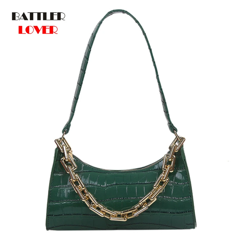 

Women Fashion Alligator Pattern Shoulder Bag 2021 Designer Zipper Tote Travel Handbag Female Elegant Ladies Underarm Hobos Bags
