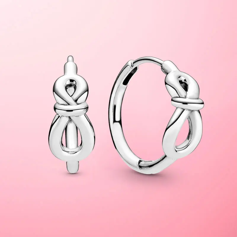 

2020 New 925 Sterling Silver Infinity Knot Hoop Earrings For Women Girl Wife Gift Silver S925 Original Fashion Jewelry