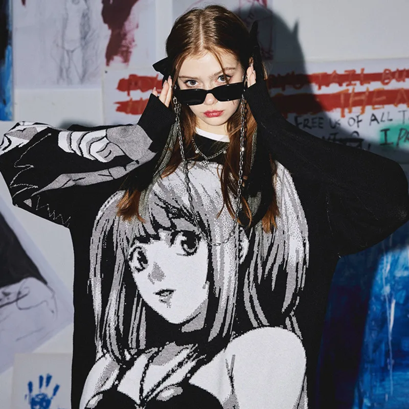 Su&eacute;ter de Anime de Hip Hop con estampado de Death Notes, ropa de calle de punto para Cosplay, disfraz de Amane, Jersey Sexy de punto-3