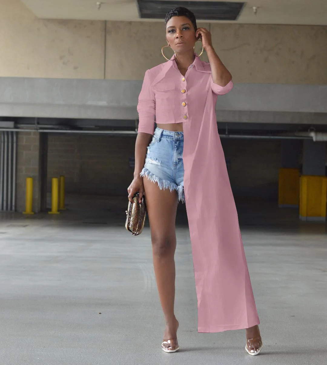 

Fashion Irregular Shirt Women Spring Autumn Solid Color Long-sleeved Irregular Shirt Women