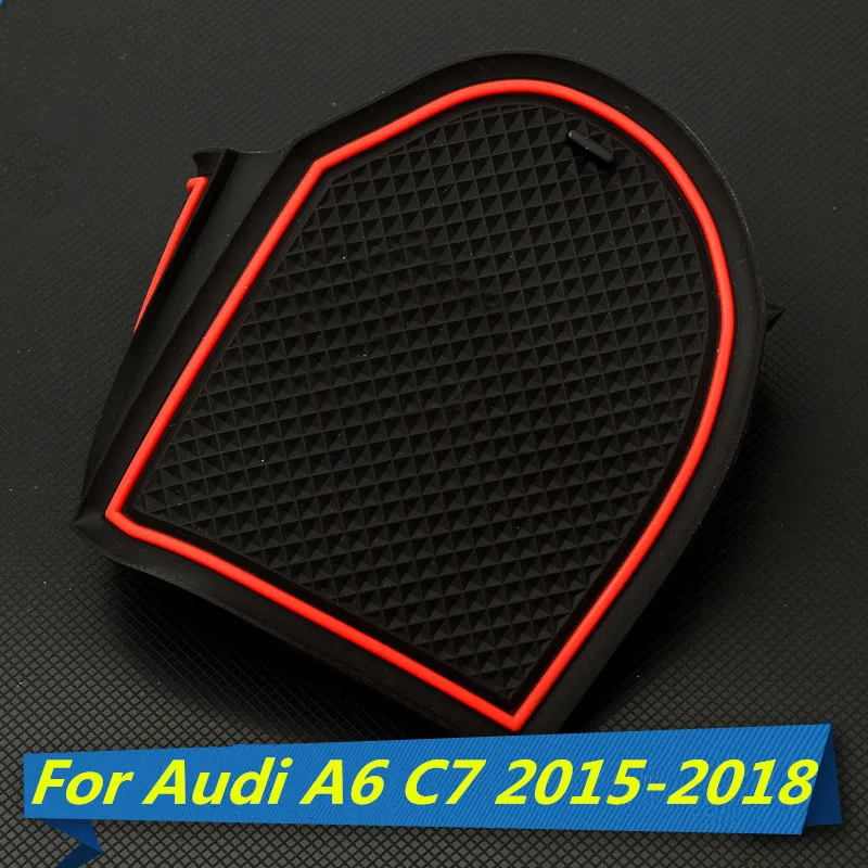 Для Audi A6 C7 2015-2018 3D резиновый коврик слот-коврик для двери чашка Подушка паз Lnterior