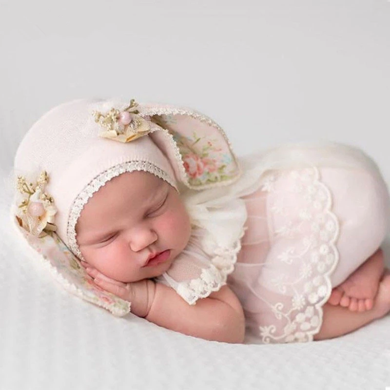 Newborn Photography Clothing Cute Baby Girl Hat+Lace Blouse+Pants Infant Photo Props Accessories Studio Newborn Shooting Clothes