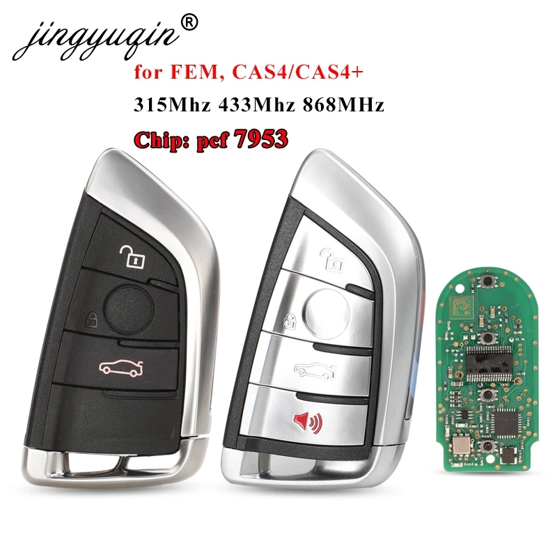 jingyuqin Smart 3/4 Button 315 /433 /868MHZ pcf7953P Remote Key Keyless Entry fob for BMW F FEM CAS4 5 7 Series X5 X6 2014+