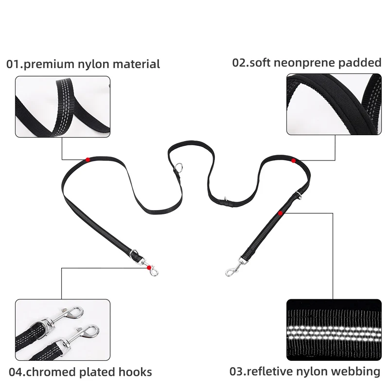 Многофункциональный нескользящий Светоотражающий Поводок для собак нейлоновый