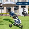 PLAYEAGLE Foldable 3 Wheels Push Swivel Pull Cart Golf Trolley with Umbrella Stand Golf Cart Bag Carrier 5